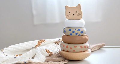 LÄSSIG | Stacking Ring Tower Wood - Plumme Box