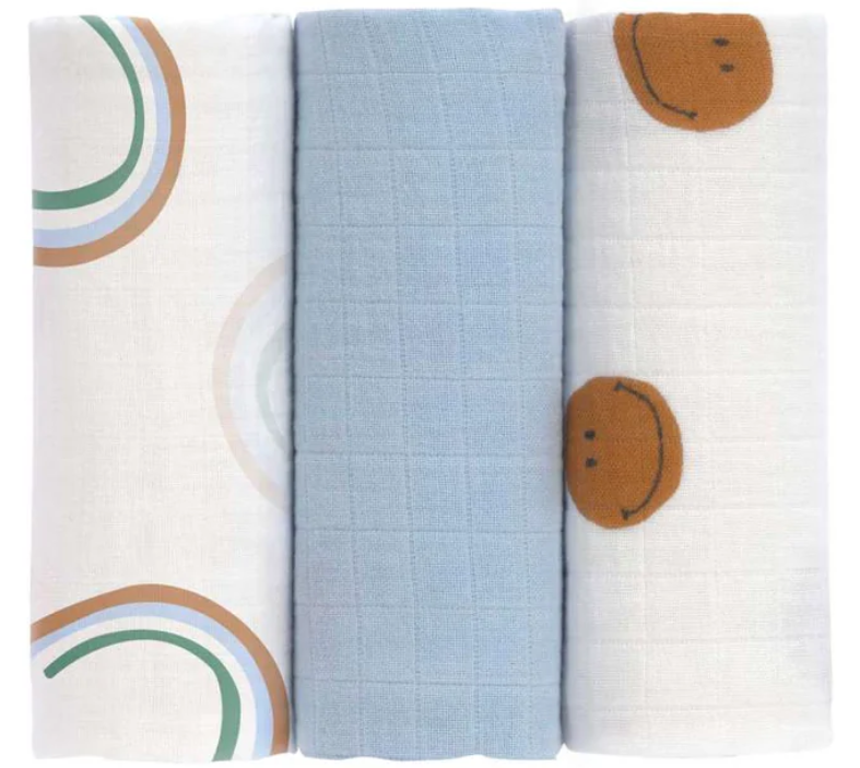 LÄSSIG  | Swaddle & Burp Blanket - Set of 3 - Plumme Box