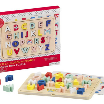 Petit Collage | Multi-Language Alphabet Wooden Tray Puzzle - Plumme Box
